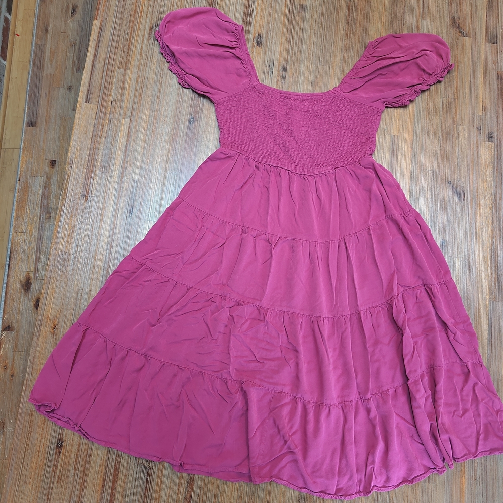 Elegant Puff Sleeve Tiered Dress